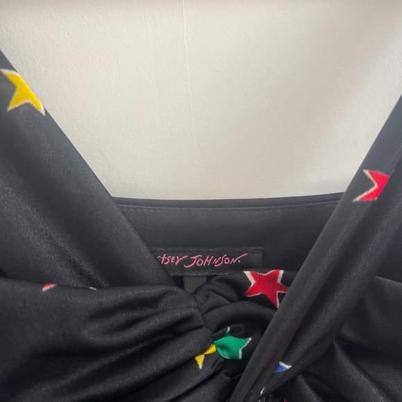 VINTAGE betsey johnson black dress with colorful stars size 8 womens - Picture 2 of 5